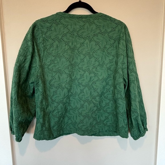 Marine Layer Green Lace V-Neck Blouse - Picture 2 of 6